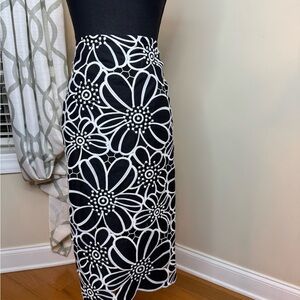 Maeve by Anthropologie Black and White Floral Cut Out Skirt